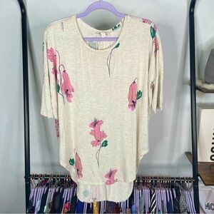 Floreat by Anthropologie Floral Cream Tunic Top